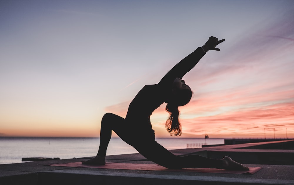 Woman holding a serene yoga balance pose