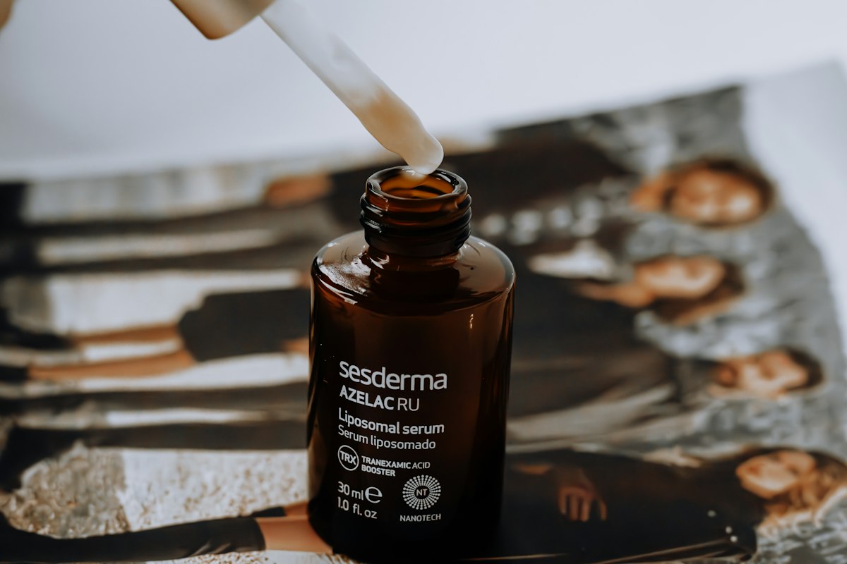 Premium serum bottle with dropper in soft light